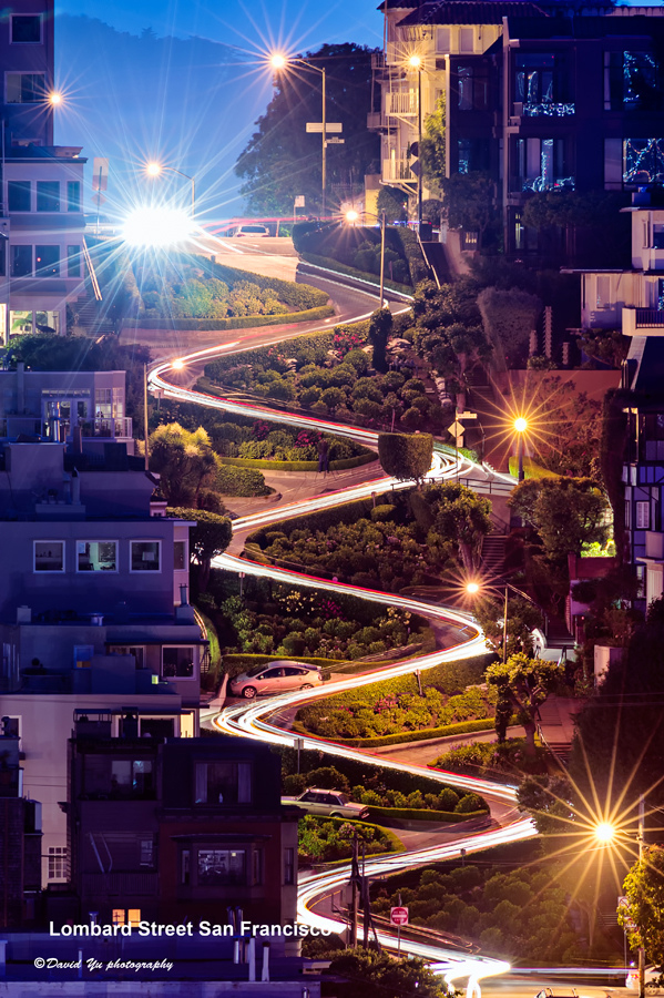 Lombard Street at night