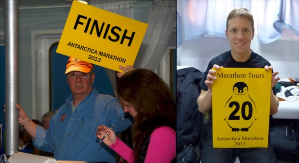 John Bingham & Mike Sohaskey at Antarctica Marathon auction for Oceanites