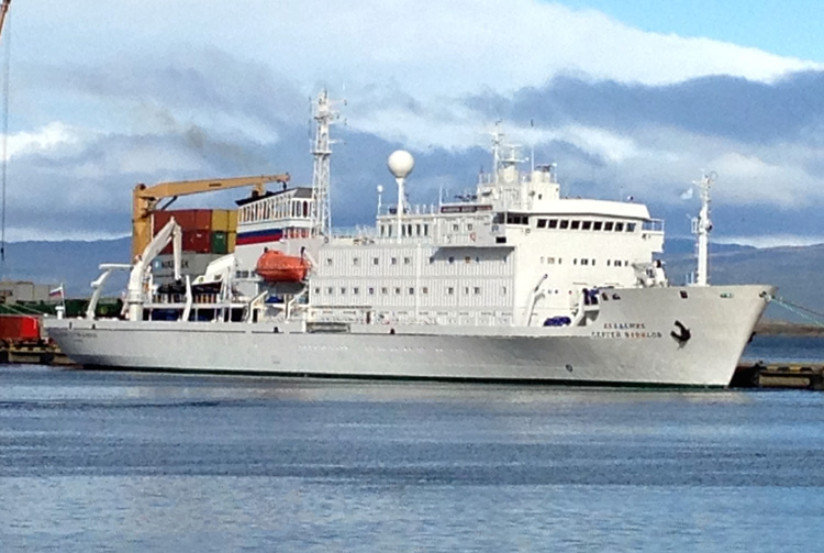 Akademik Sergey Vavilov in Ushuaia port (photo credit: Mike Sohaskey)