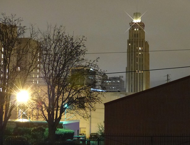 Standard Life building at night in Jackson, MS