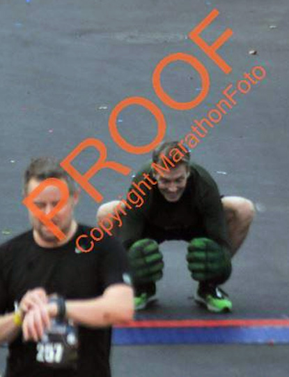 Mike Sohaskey Hulk Smash at Avengers Half Marathon finish line