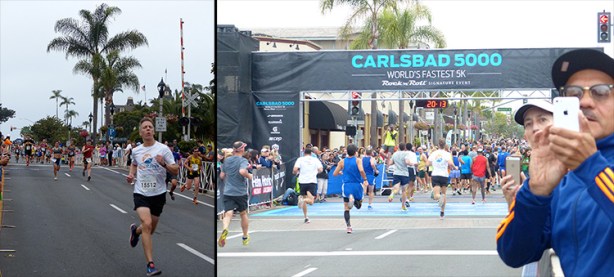 Mike Sohaskey at finish of 2015 Carlsbad 5000