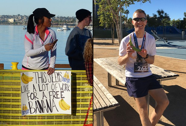 Free banana sign at Inaugural USA Half Marathon Invitational