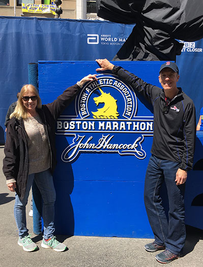 Sandy Pitcher & Mike Sohaskey at Boston Marathon finish