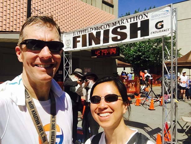 Mike Sohaskey & Katie Ho Hatfield McCoy Marathon finish selfie