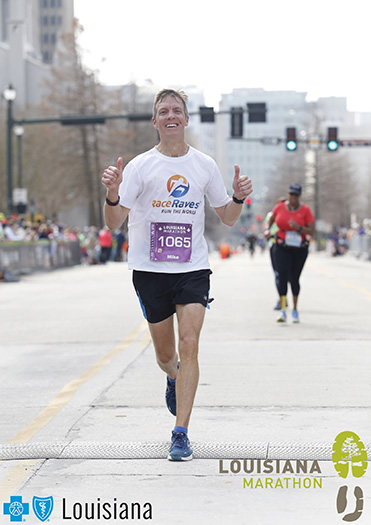 Mike Sohaskey finishing Louisiana Marathon