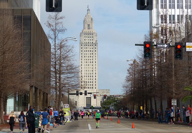 Louisiana Marathon finish line homestretch