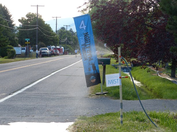 Missoula residents misting marathon runners