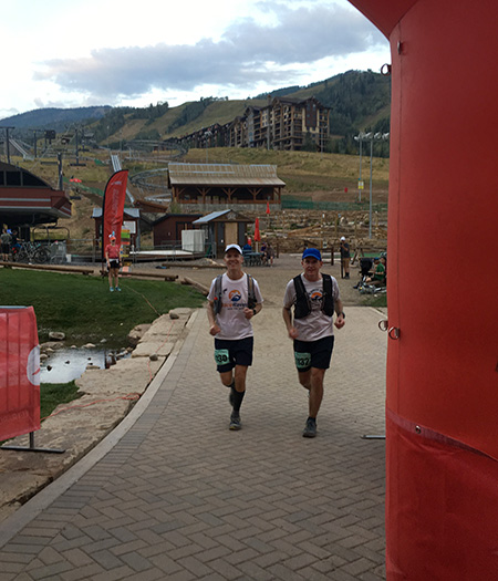 Mike Sohaskey and Ken Spruell finishing Run Rabbit Run 50