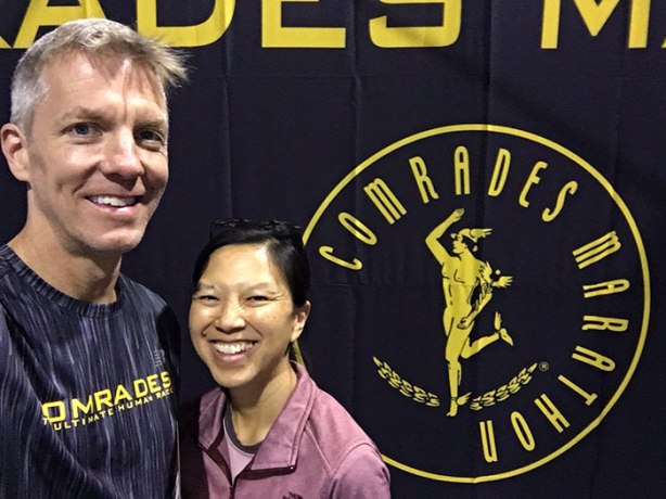 Mike Sohaskey and Katie Ho at 2018 Comrades Marathon expo