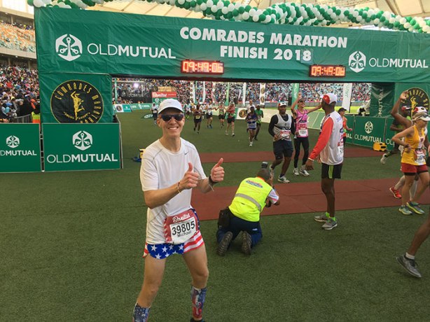 Mike Sohaskey at 2018 Comrades Marathon finish