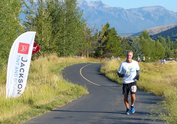 Jeff R at mile 8 of Jackson Hole Marathon
