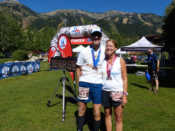 Mike Sohaskey & Susan K at Jackson Hole Marathon finish