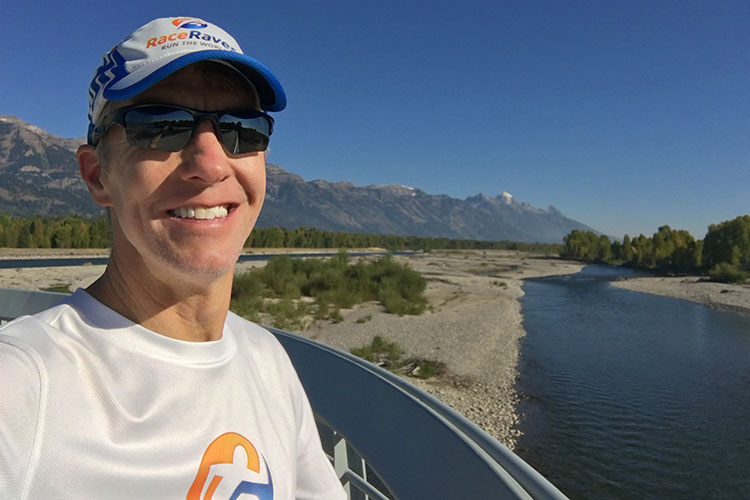 Bridge over Snake River at Mile 17 of Jackson Hole Marathon