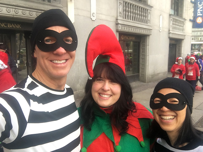 Two Black Barts + one evil elf at A Christmas Story Run