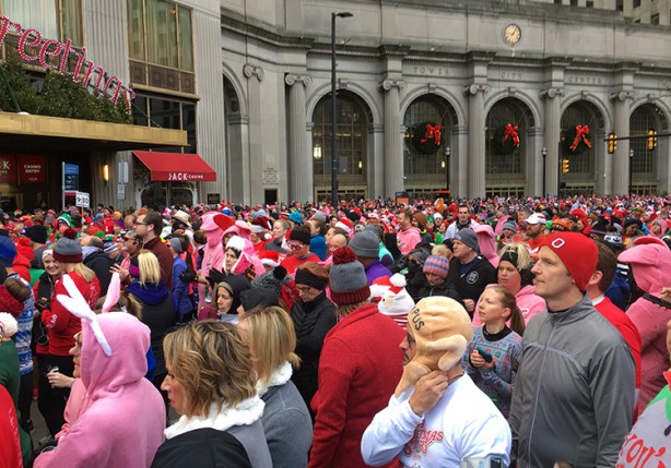 A Christmas Story Run start line outside JACK Casino fka Higbee's