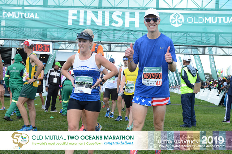 Mike Sohaskey at 2019 Two Oceans Marathon finish