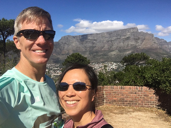 Mike Sohaskey and Katie Ho with Table Mountain backdrop