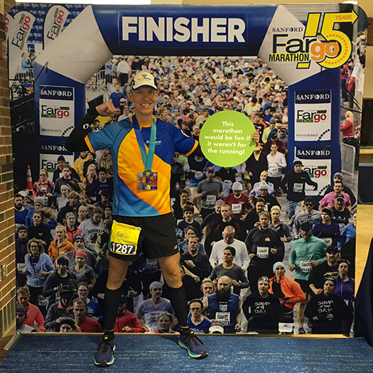 Mike Sohaskey - Fargo Marathon finisher photo op