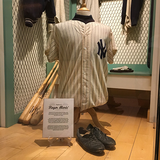 Roger Maris jersey in museum at West Acres Mall