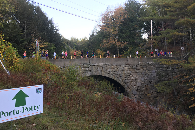 Gilsum Stone Arch Bridge in mile 1 of Clarence DeMar Marathon