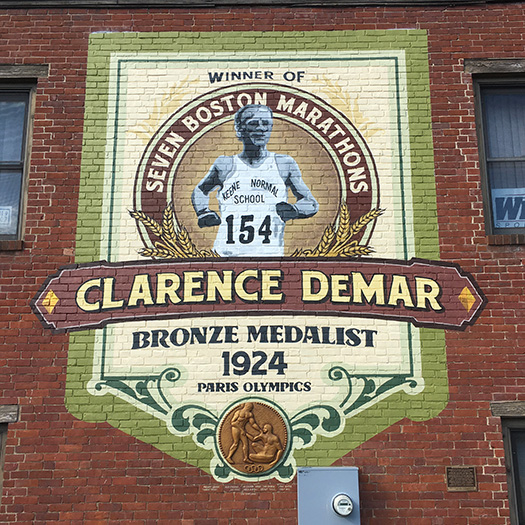 Clarence DeMar mural in Keene, NH