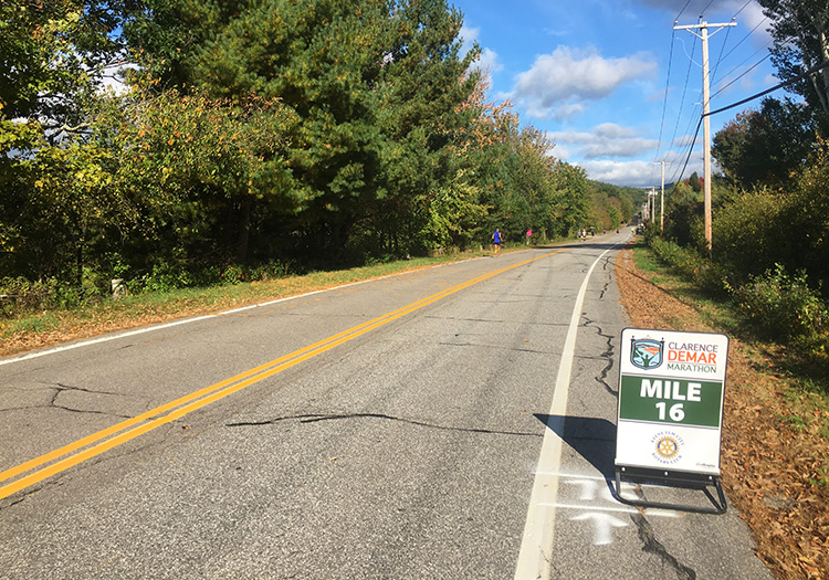 Mile 16 of the Clarence DeMar Marathon