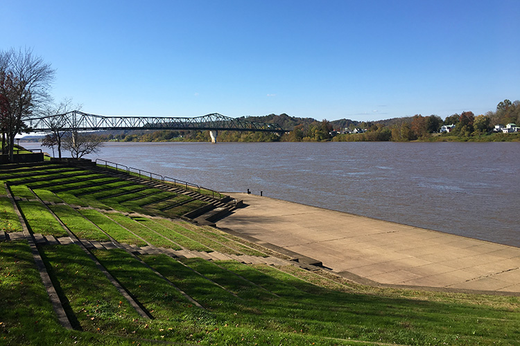 View of Harris Riverfront Park and the Ohio River during Marshall University Marathon