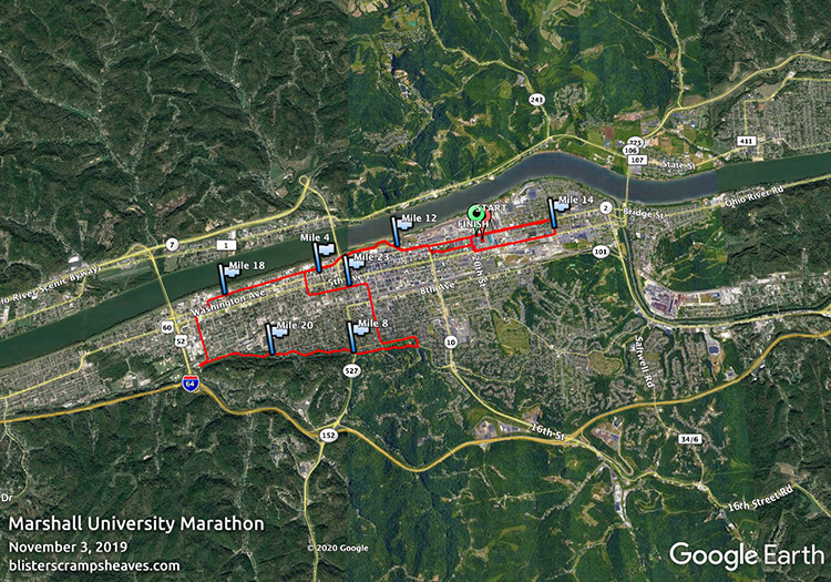 Marshall University Marathon course map