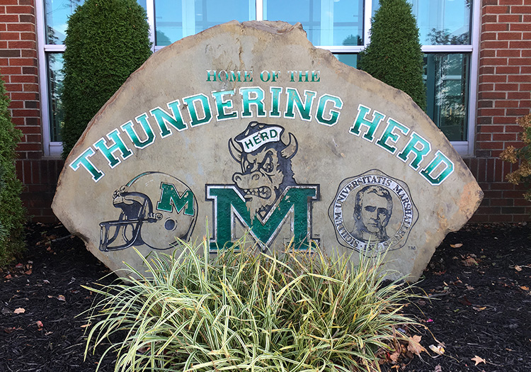 Thundering Herd boulder at Marshall University
