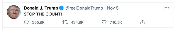 Trump "STOP THE COUNT!" tweet