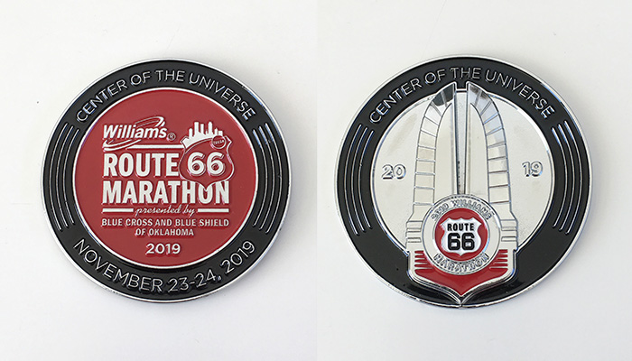 Route 66 Marathon Center of the Universe challenge coin